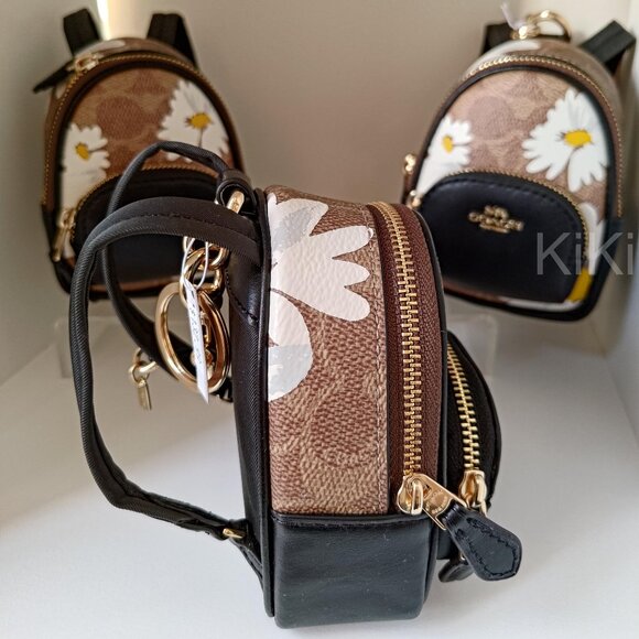 Coach Mini Court Backpack Bag Charm In Signature Canvas With Floral Print CZ602 - Picture 11 of 14